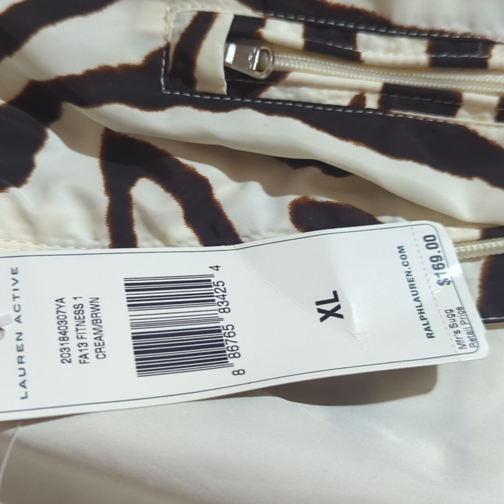 New Ralph Lauren Zip Up Windbreaker Jacket Brown Zebra Animal Print NWT Sz XL - Picture 9 of 14
